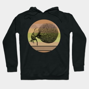 Dung Beetle with Dung Ball on Retro-style Sunset in Africa Colors Hoodie